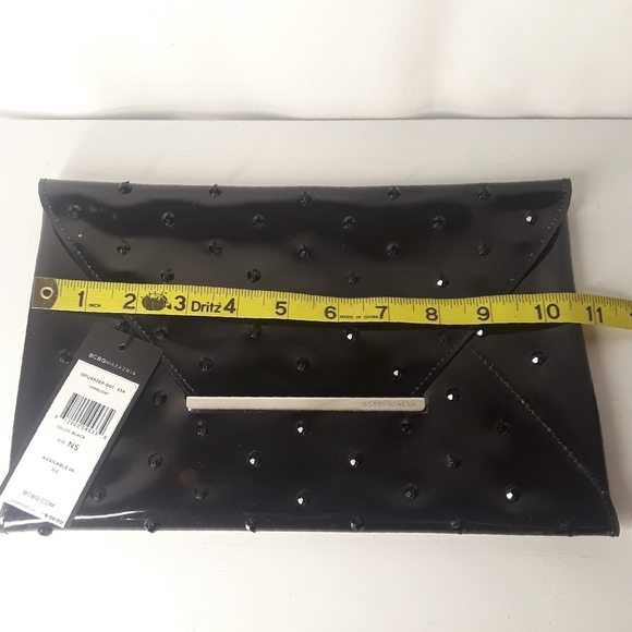 BCBGMAXAZRIA Rhinestone Black Semi Sheer Envelope Clutch NWT - Picture 12 of 13
